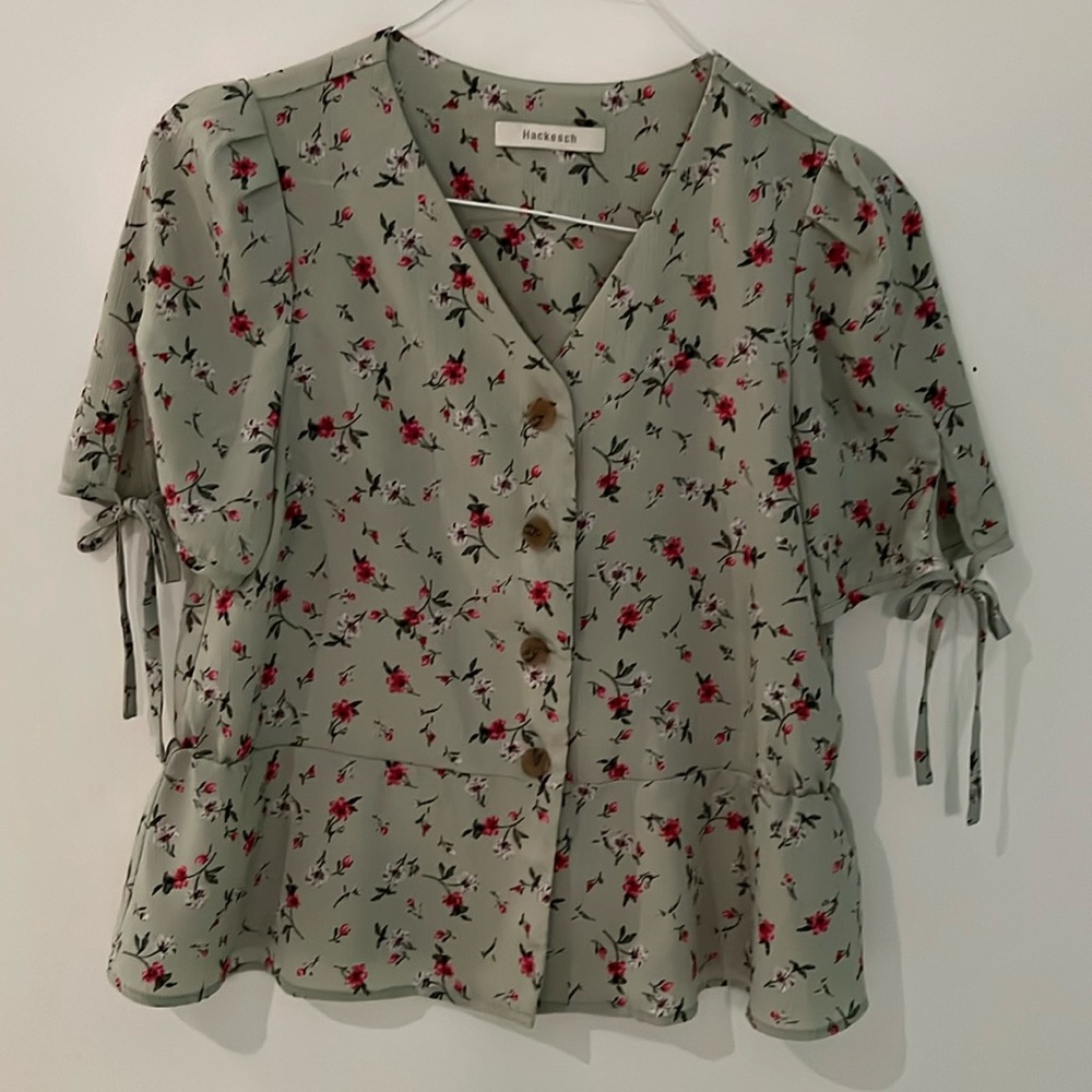 WConcept floral blouse in sea green